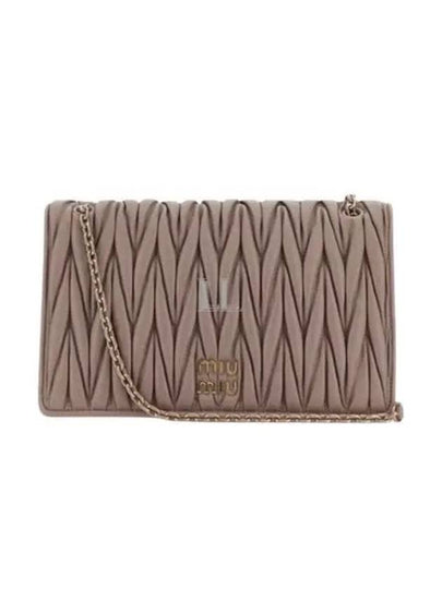 Matelasse Plaque Logo Nappa Leather Cross Bag Beige - MIU MIU - BALAAN 2