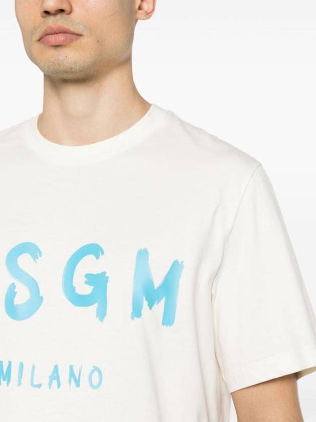 Brushed Logo Short Sleeve T-Shirt White - MSGM - BALAAN 4