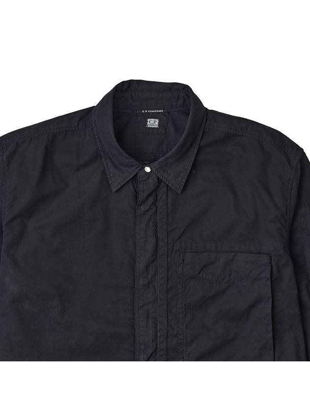 Gabardine Utility Long Sleeve Shirt Black - CP COMPANY - BALAAN 4