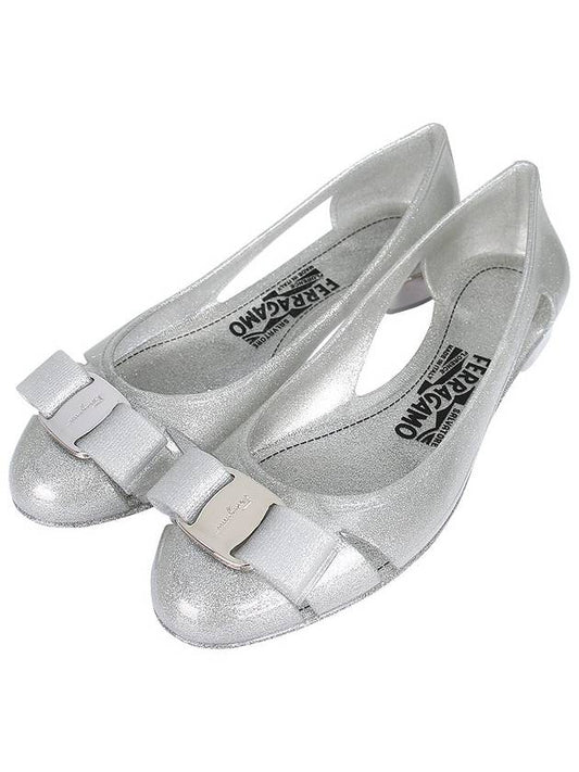 Vara Bow Jelly Ballet Flat Silver - SALVATORE FERRAGAMO - BALAAN 2