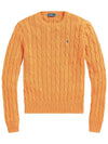 Embroidered Logo Pony Cable Knit Top Orange - POLO RALPH LAUREN - BALAAN 2