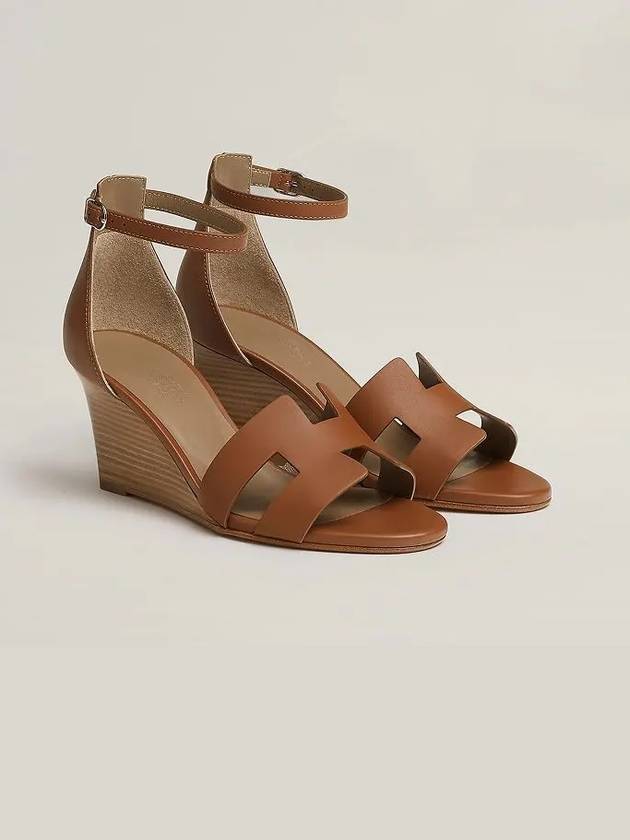 Legend Calfskin Wedge Heels Gold Brown - HERMES - BALAAN 2