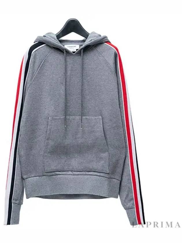 Three Stripe Cotton Hoodie Grey - THOM BROWNE - BALAAN 4