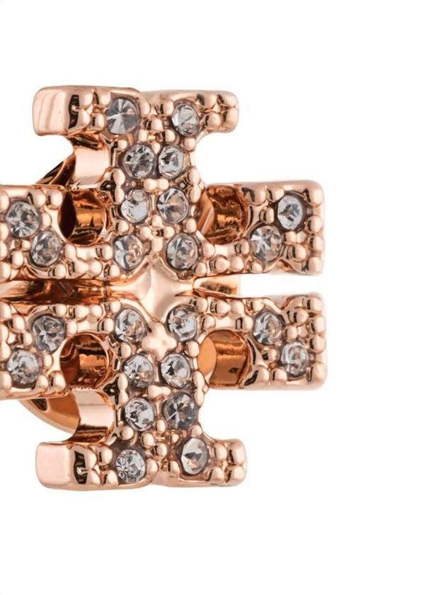 Crystal Logo Stud Earrings Rose Gold - TORY BURCH - BALAAN 5