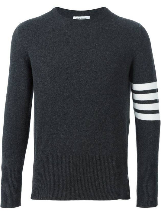 diagonal classic cashmere knit top dark gray - THOM BROWNE - BALAAN.