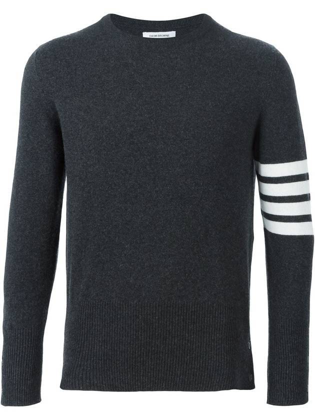 Diagonal Classic Cashmere Knit Top Dark Grey - THOM BROWNE - BALAAN 1