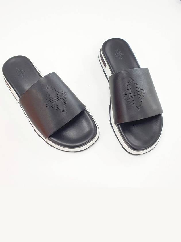 42 size REFLEX H logo punching slippers slide black 181354ZH - HERMES - BALAAN 3