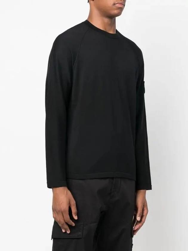 Wappen Patch Crew Neck Knit Top Black - STONE ISLAND - BALAAN 3