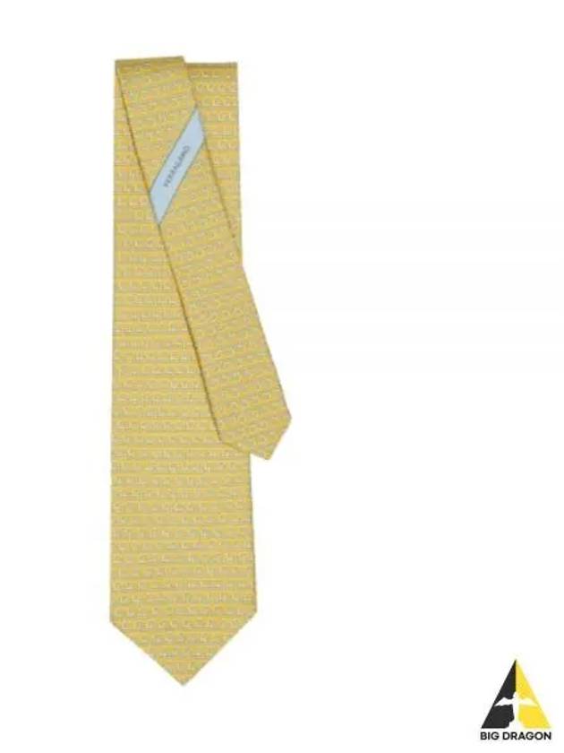 Interwoven Gancini Print Silk Tie Beige - SALVATORE FERRAGAMO - BALAAN 2