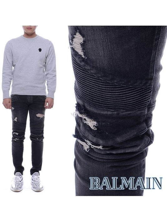 Biker Destroyed Jeans Black - BALMAIN - BALAAN 2