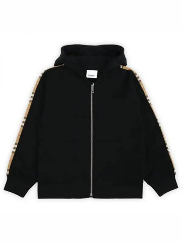 Kids Cotton Hooded Zip Up Jacket Black 8068430 8 10 270825 1064010 - BURBERRY - BALAAN 1