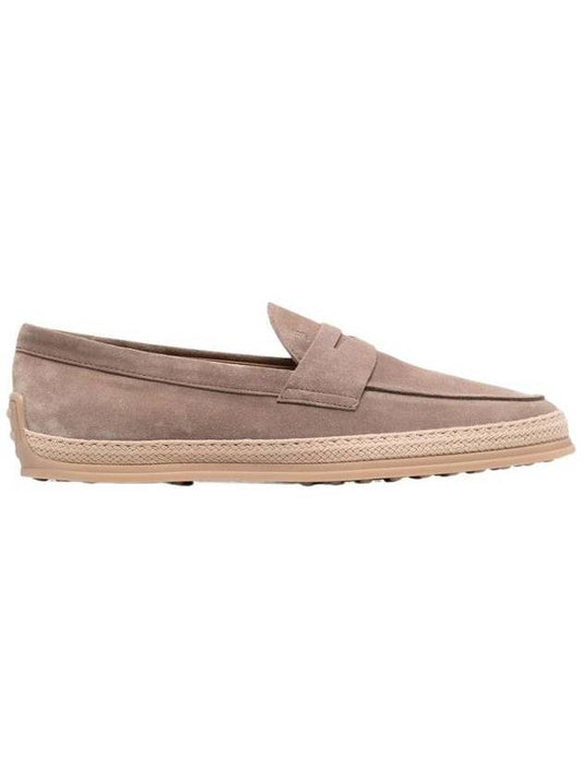 men's raffia detail suede loafers beige - TOD'S - BALAAN 1