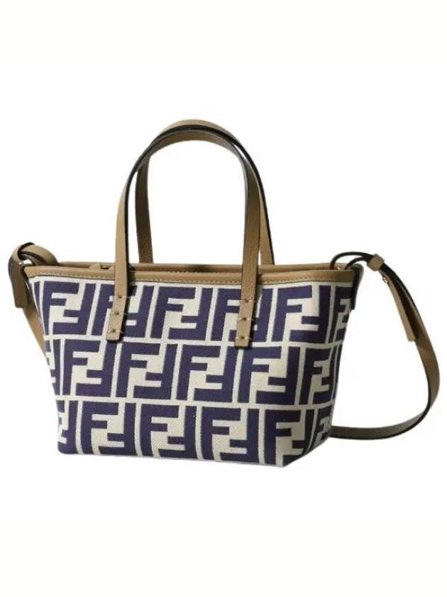 Roll FF Jacquard Small Tote Bag Blue - FENDI - BALAAN 2