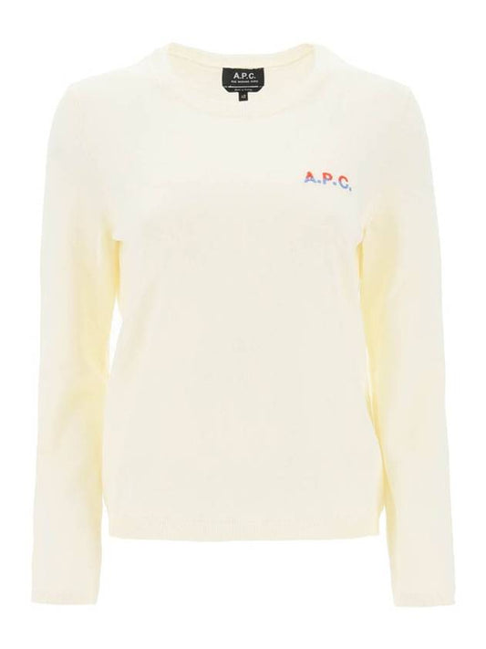 Embroidered Logo Knit Top Ivory - A.P.C. - BALAAN 1