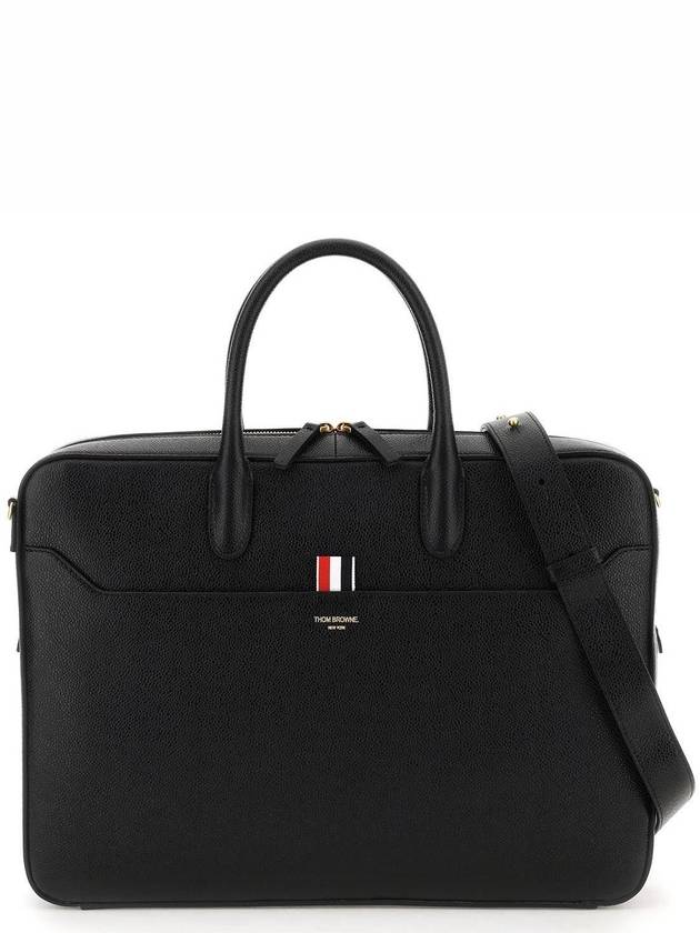 Pebble Grain Leather Brief Case Black - THOM BROWNE - BALAAN.