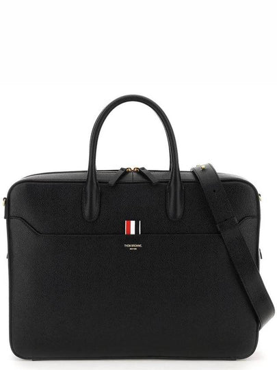 Pebble Grain Leather Brief Case Black - THOM BROWNE - BALAAN 2