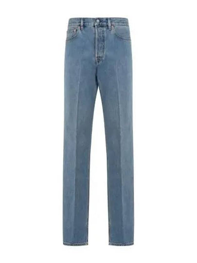 Cotton Back Logo Patch Straight Jeans Blue - GUCCI - BALAAN 2