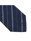 Men's Gancini Stripe Silk Tie Marine Blue - SALVATORE FERRAGAMO - BALAAN 6