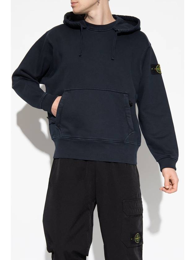 Men's Oversized Cotton Hoodie Navy - STONE ISLAND - BALAAN 4