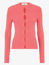 Crew Neck Slim Fit Cardigan Pink - FENDI - BALAAN 1