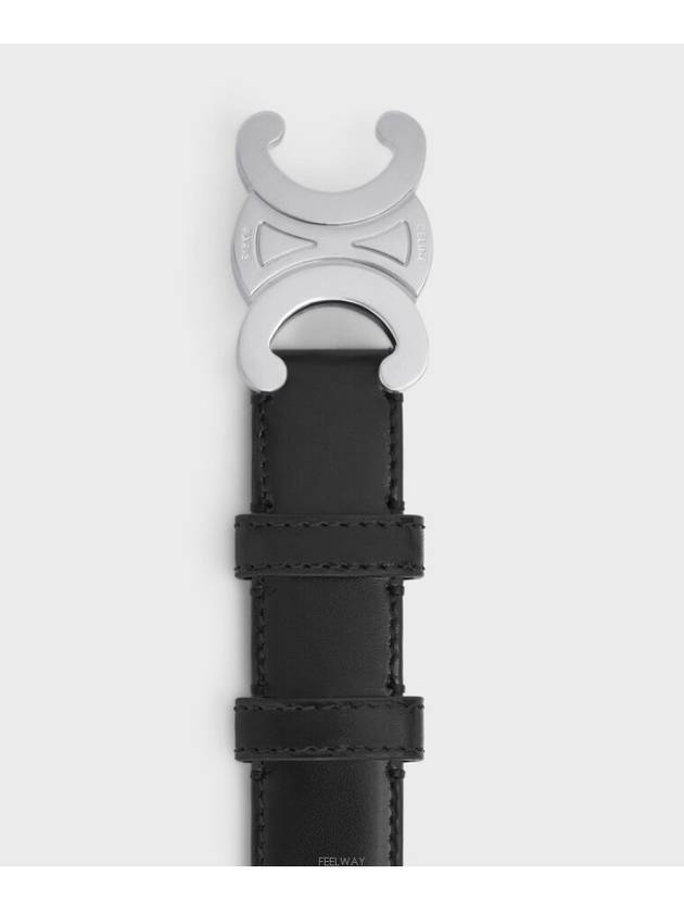 Silver Triomphe Calfskin Belt Black - CELINE - BALAAN 3