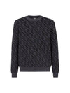 Men's Regular Fit Crew Neck Wool Knit Top Black Grey - FENDI - BALAAN 1