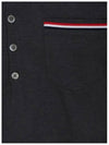 Men's Three Stripes Pocket Mercerized Short Sleeve Polo Shirt Dark Grey - THOM BROWNE - BALAAN 5