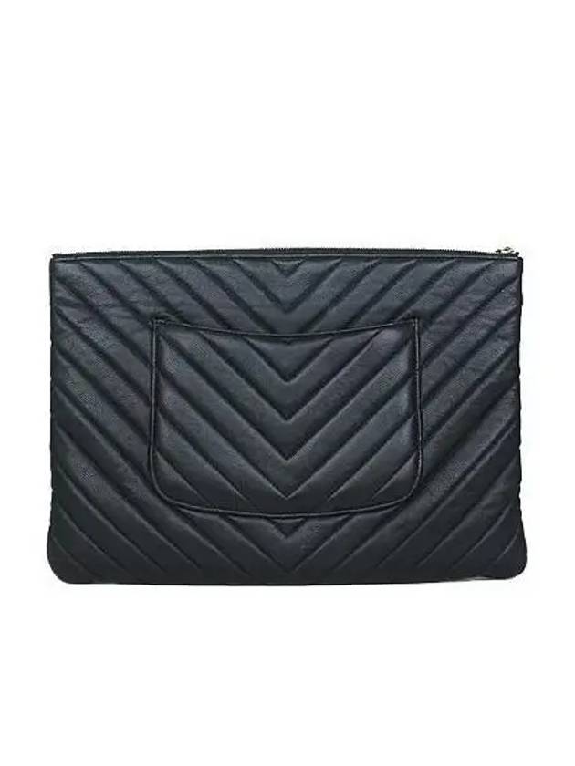 COCO gold logo black caviar chevron large clutch bag - CHANEL - BALAAN 4