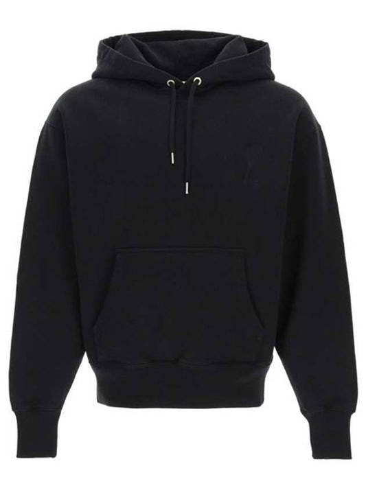 Embroidered Heart Logo Hoodie Black - AMI - BALAAN 2