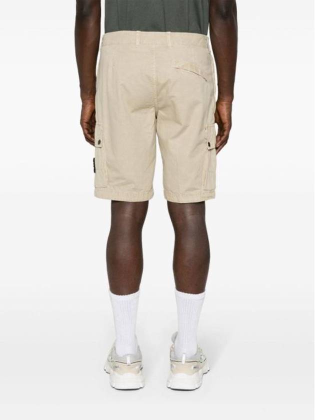 Logo Cotton Slim Cargo Shorts Beige - STONE ISLAND - BALAAN 6