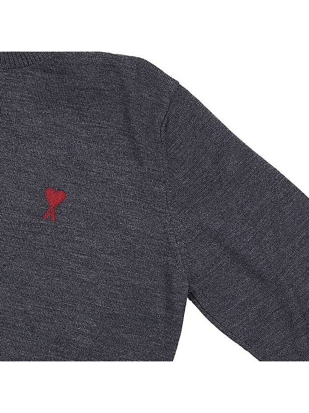 Heart Logo Wool Turtleneck Grey - AMI - BALAAN 5