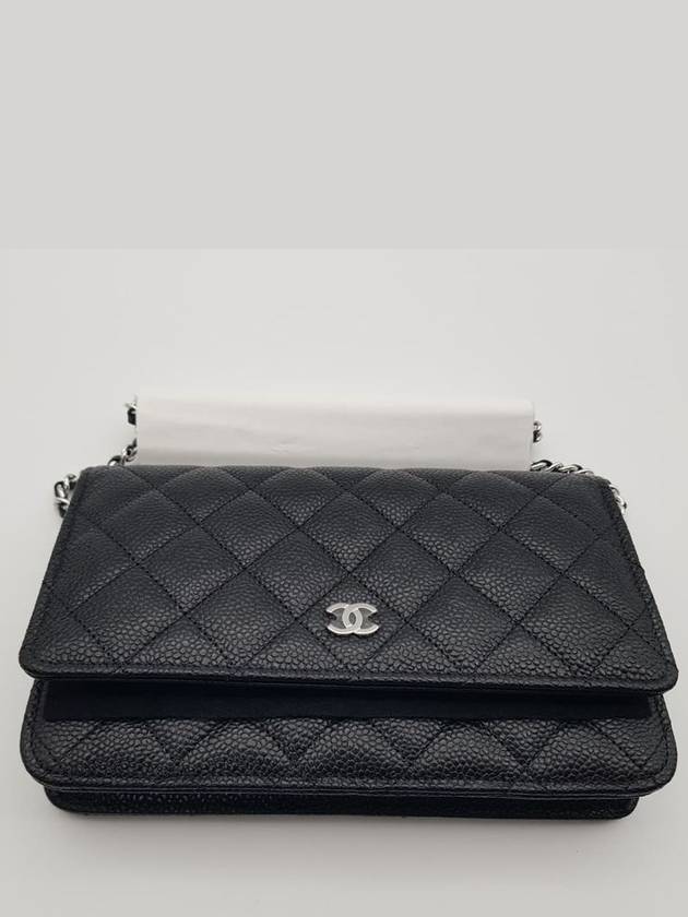 Classic Crossbag On Chain Grained Calfskin & Silver Black - CHANEL - BALAAN 3