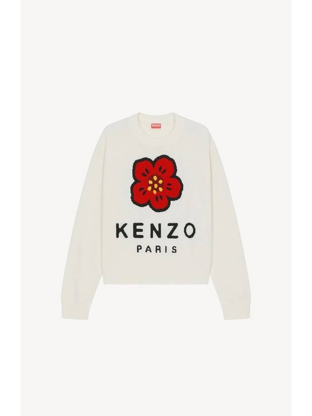 Boke Flower Merino Wool Knit Top White - KENZO - BALAAN 1