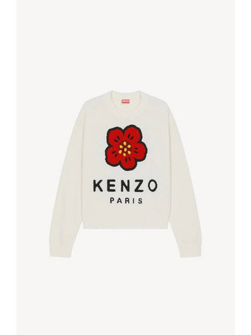 Boke Flower Merino Wool Knit Top White - KENZO - BALAAN 1