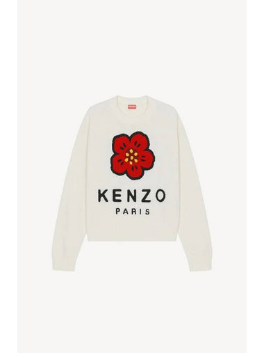 Boke Flower Merino Wool Knit Top White - KENZO - BALAAN 1