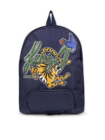 Kids Jungle Embroidery Logo Backpack Navy - KENZO - BALAAN 1