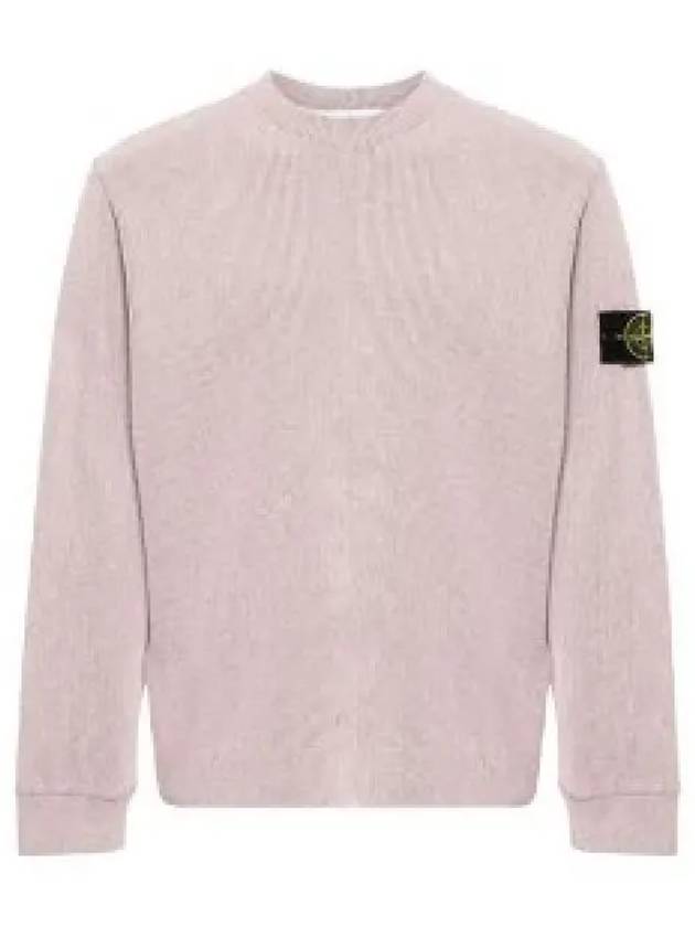 Compass Badge Crew Neck Ribbed Cotton Knit Top Pink - STONE ISLAND - BALAAN 2