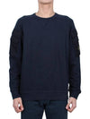 Garment Dyed Double Pocket Brushed Cotton Fleece Sweatshirt Navy - STONE ISLAND - BALAAN 3