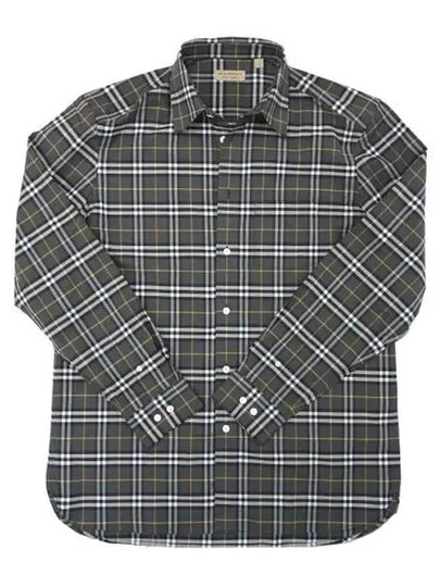 Men's Check Long Sleeve Shirt Dark Grey - BURBERRY - BALAAN 2