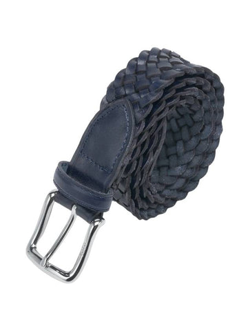 Braided Leather Belt Navy - POLO RALPH LAUREN - BALAAN 1