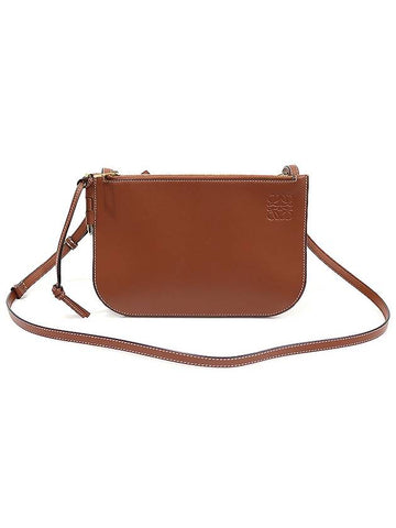 113 54 Z43 Brown Calfskin Gate Double Zipper Pouch Cross Bag - LOEWE - BALAAN 1