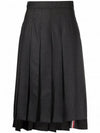 Super 120S Twill Below Knee Pleated Skirt Dark Grey - THOM BROWNE - BALAAN.