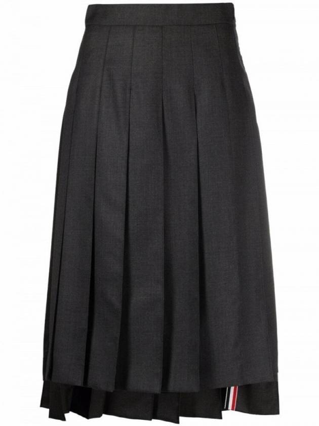 Super 120S Twill Below Knee Pleated Skirt Dark Grey - THOM BROWNE - BALAAN 2