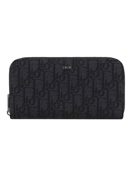 Oblique Jacquard Zipper Long Wallet Black - DIOR - BALAAN 1