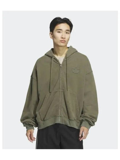 Washed Zip-Up Hoodie Olive Strata - ADIDAS - BALAAN 2