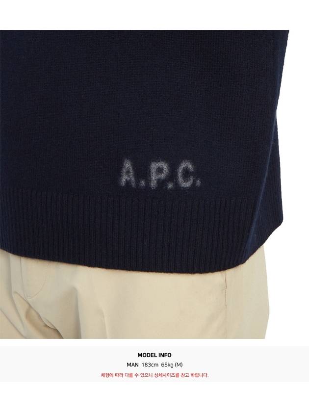 Walter Logo Merino Wool Turtleneck Dark Navy Blue - A.P.C. - BALAAN 7