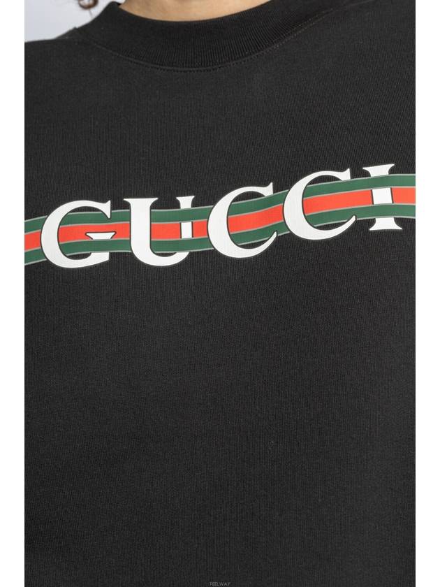 Print Cotton Jersey Sweatshirt Black - GUCCI - BALAAN 4