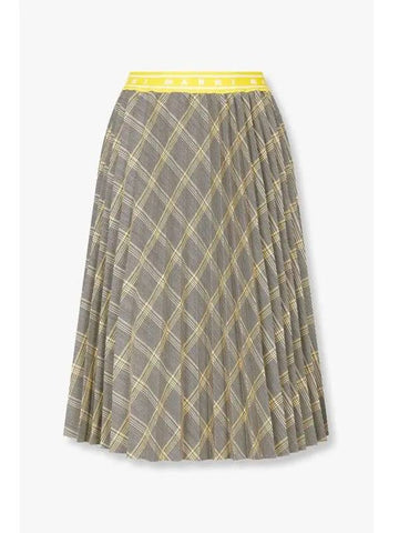 Check pattern pleated skirt dark brown - MARNI - BALAAN 1