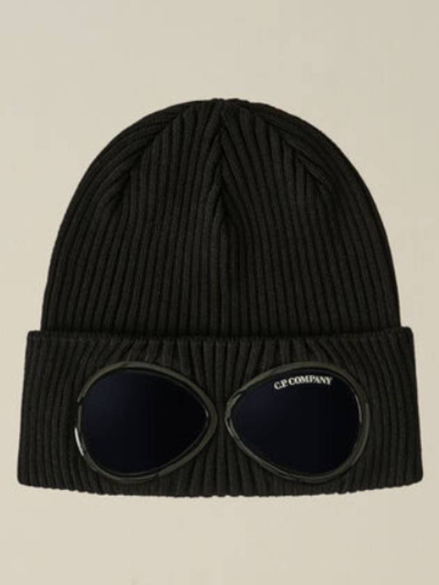 Goggle Detail Ribbed Beanie Black - CP COMPANY - BALAAN 2