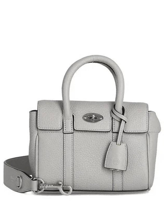 Bayswater Mini Heavy Grain Shoulder Bag Pale Grey - MULBERRY - BALAAN 2